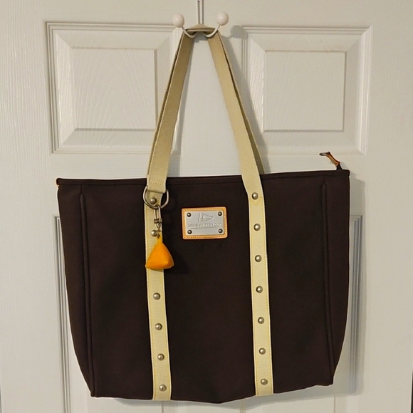 Handbags - Authentic Louis Vuitton Brown Tote Bag with Cream Straps